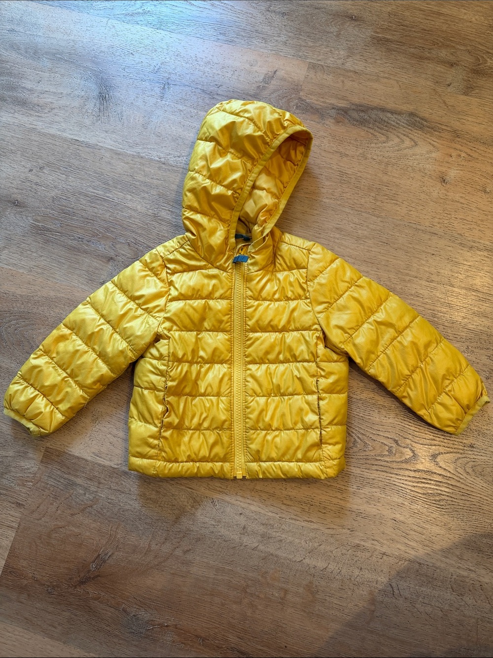 Primary Yellow Hooded Puffer Jacket